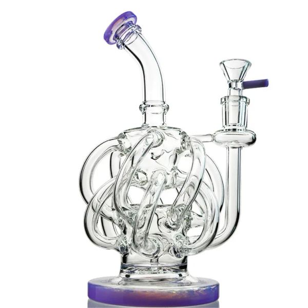 Bong in vetro Super Vortex Dab Rig Piattaforme petrolifere Narghilè Tornado Cyclone Bong 12 Tubo riciclatore Tubo dell'acqua con ciotola inebriante congiunta da 14 mm ZZ