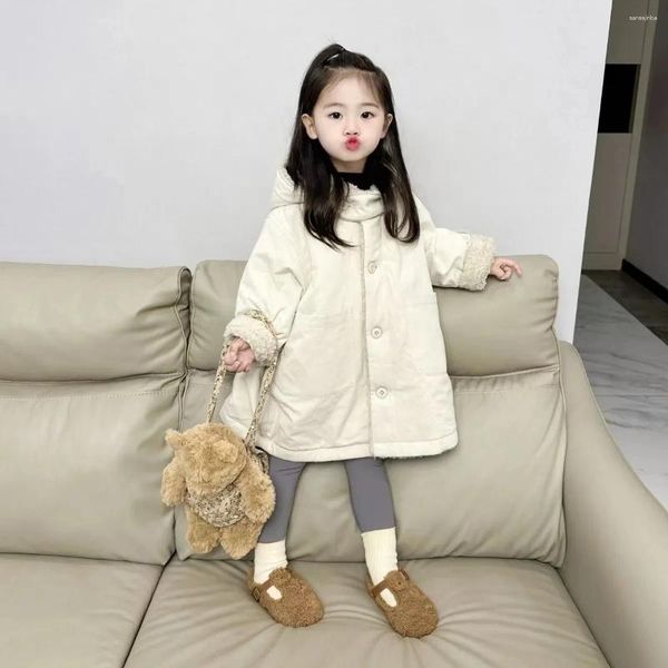 Piumino 2-10 anni Ragazze Parka invernali Bambino Bambino Velluto spesso Giacche calde per Cappotto lungo con cappuccio Cappotti capispalla per neonati 8