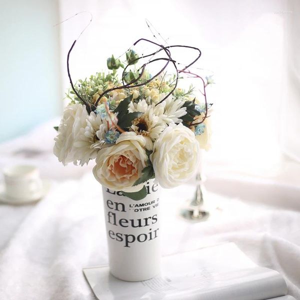 Hochzeitsblumen YO CHO Blumenstrauß Braut Brautjungfer Gerbera Rosensträuße Künstliche Seidenblumen DIY Zubehör Heimdekorationen
