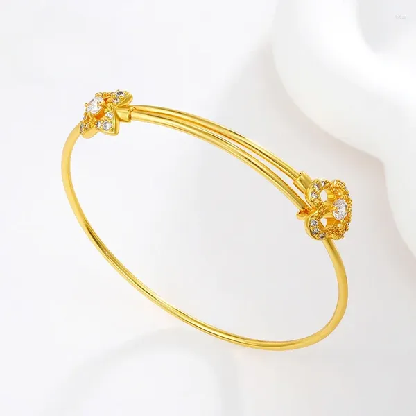 Bracciale rigido gioielli luce di lusso moda micro intarsiato fiore braccialetto push-pull per le donne regali di alta qualità per la fidanzata