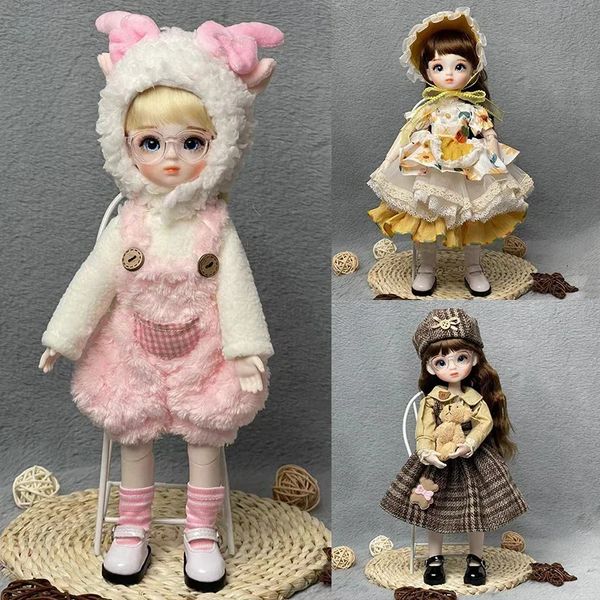 Bonecas artesanais diy 30cm boneca 16 bjd conjunto completo cabeça aberta doce princesa com 3 pares de olhos crianças e meninas brinquedo presente 231124