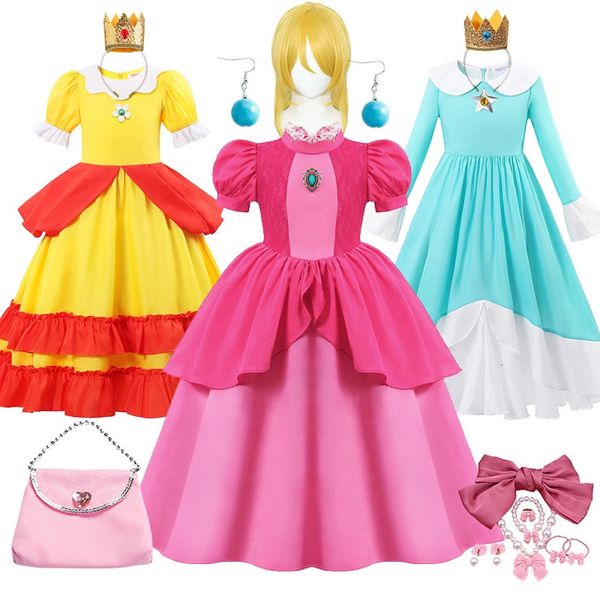 Vestidos da menina traje de halloween para crianças pêssego vestido de princesa para meninas crianças palco desempenho roupas cosplay traje fantasia festa outfits 231123