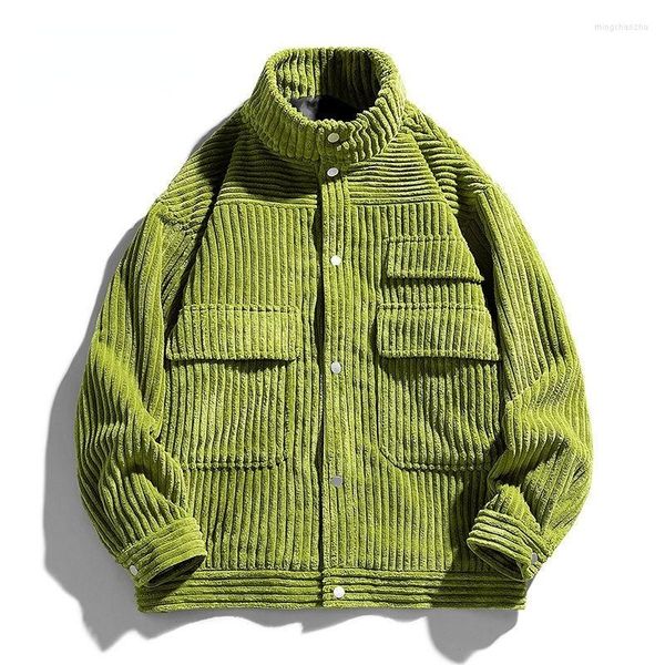 Giacche da caccia Giacca cargo vintage in velluto a coste Cappotti Uomo Outwea Verde Casual a righe allentato Retro Hip Hop Streetwear Top Uniforme militare