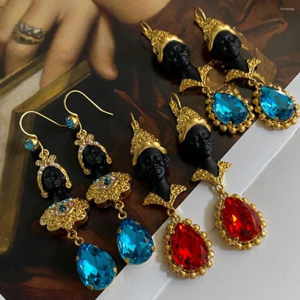Orecchini a bottone Western Antique Vintage Stile egiziano Perle colorate Borchie medievali per accessori moda donna