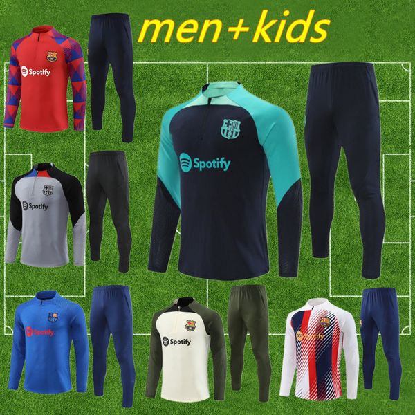 ANSU FATI Camisetas de futebol kit TREINO 23/24 Barcelona masculino e infantil barca meninos adultos LEWANDOWSKI F. DE JONG TERNO DE TREINAMENTO jaqueta futbol survetement