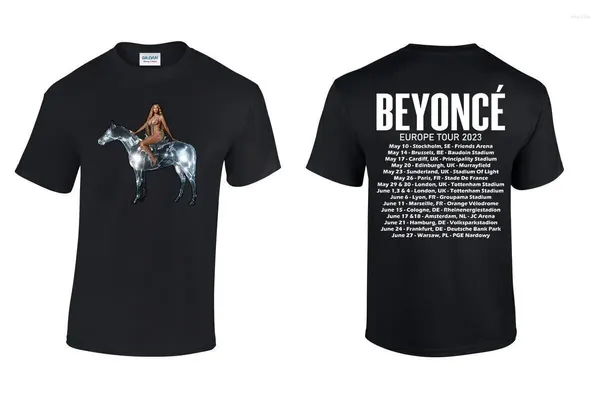 Erkek Tişörtleri Beyonce Rönesans Dünya Turu T-Shirt 2023 Kısa Kollu Harajuku Street Giyim Grafik Tee Fil Camisetas Mujer