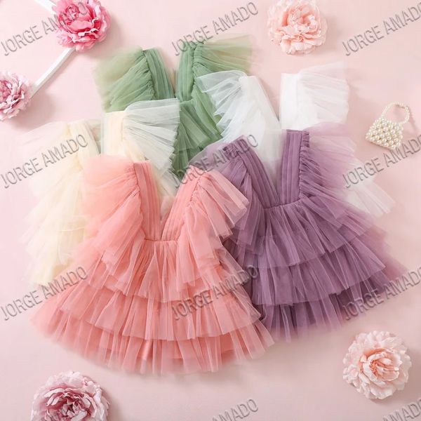 Mädchenkleider Mädchen-Sommerkleid, Partykleid für Kinder, Mädchen, V-Ausschnitt, knielang, Prinzessinnenkleid, formelle Kleidung E0408 231123