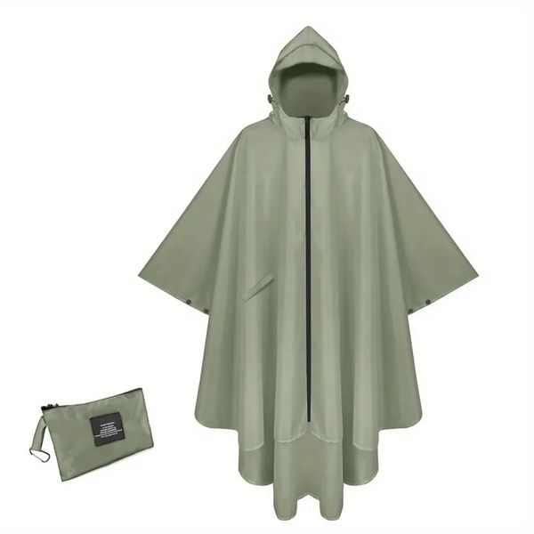 Poncho de chuva com capuz adulto, com bolsos e zíper, capa de chuva para motocicleta, à prova d'água, leve, para homens e mulheres