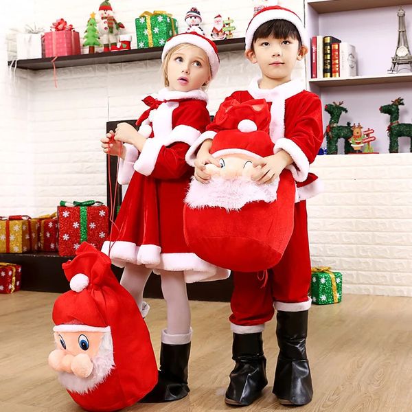 Mädchenkleider Baby Mädchen Jungen Weihnachten Cosplay Weihnachtsmann Kostüm für Kinder Weihnachtskleidung Partykleid HosenOberteile HutGürtel Kind Jahr Outfit 231124