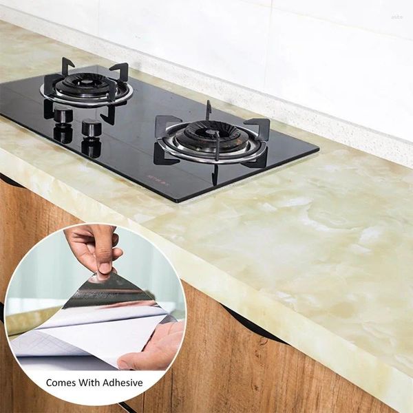 Adesivi murali Cucina moderna Impermeabile antiolio Modello classico in marmo Proteggi la decorazione della carta da parati autoadesiva del desktop