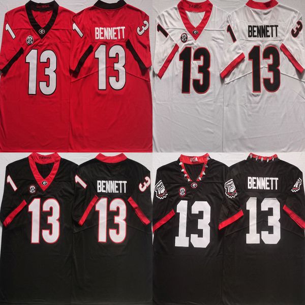 Men College Georgia Jerseys Branco vermelho preto 13 Stetson Bennett tamanho adulto futebol americano desgaste de jersey mix Pedido