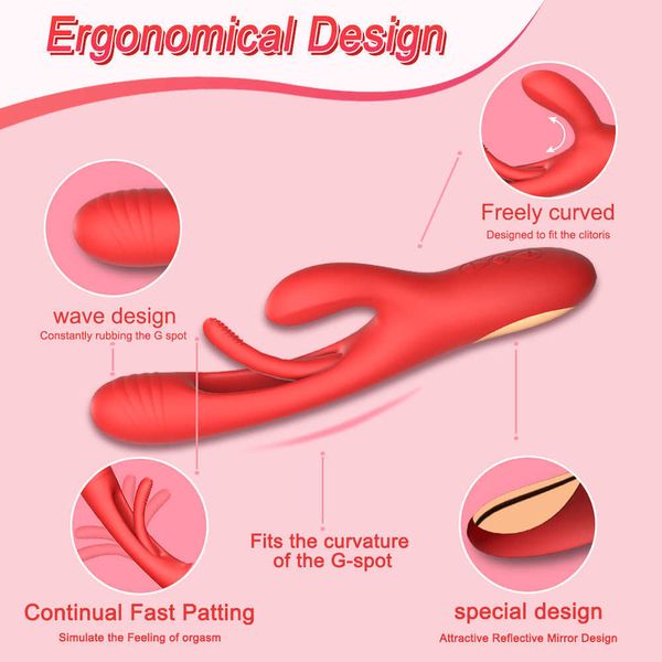 Prodotti per adulti 21 modalità Accarezzando il vibratore del coniglio per le donne Stimolatore del clitoride Potente g Spot Dildo Giocattolo del sesso Femmina Adulti Merci 230316