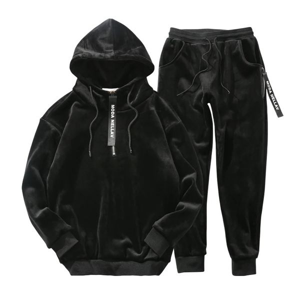 Mens Trailtsits Pantolonlu Çiftli Hoodies Velvet Kış Takım Sonbahar Boş Zamanlı Set İki Parça Takip 231123