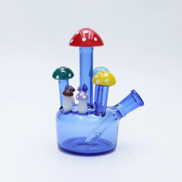 Pequeno cogumelo azul vidro Bong Tubulações de água Hookah Shisha Smoking Bong