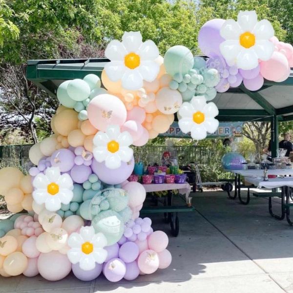 Party-Dekoration, 141 Stück, Gänseblümchen-Ballon-Girlande, Bogen, Macaron, bonbonfarben, für Mädchen, Prinzessin, Geburtstag, Hochzeit, Dekoration, Babyparty-Zubehör