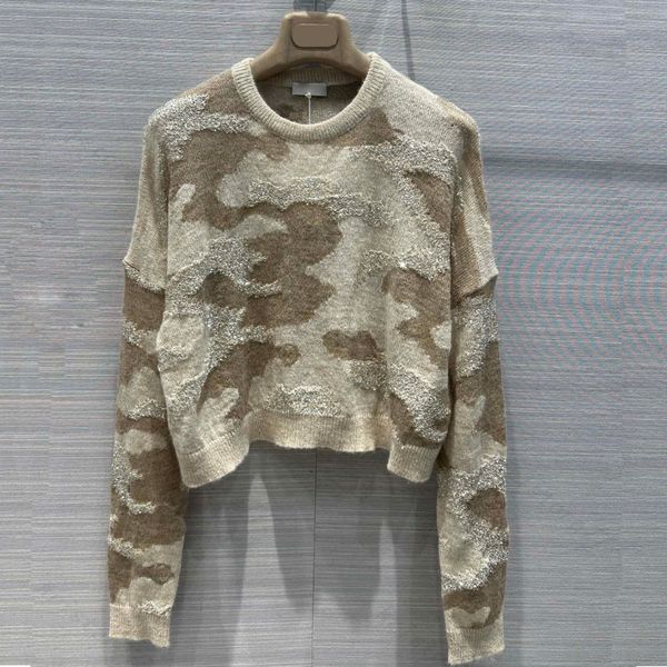 24 FW Kadın Sweaters Düğümler Tiftik Tasarımcı Tops Pullover Pist Marka Tasarımcısı Üst Gömlek Yüksek Son Elastikiyet Leopar LEOPART GREOWAR SUTWEAR TOWEAR TROTS