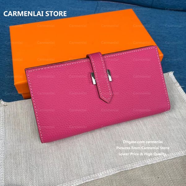 Portafoglio da donna di design 2023 Fashion Lady Vera pelle di vacchetta Portafogli lunghi in vera pelle Pochette Porta carte di credito Fermasoldi Portamonete 5123