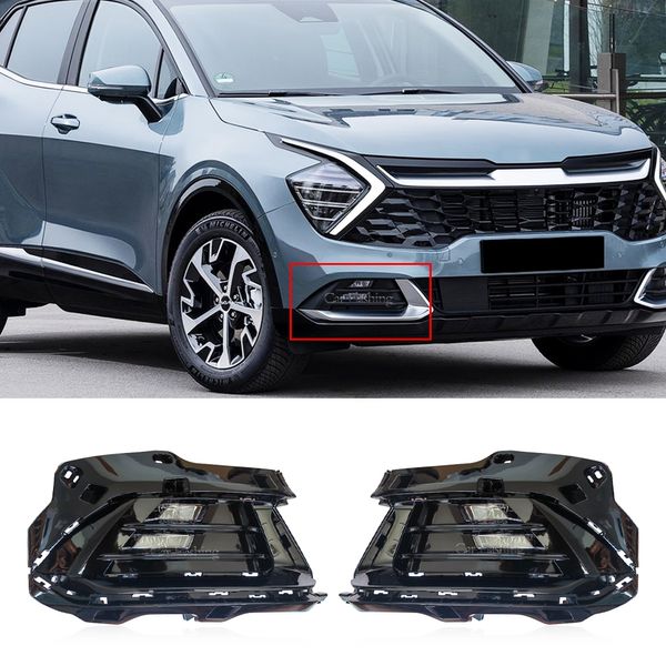 Araba Led DRL ön tampon sis lambası montajı Kia Sportage KX5 2021 2022 2023 Gündüz Koşu Sisli Işık Kapağı