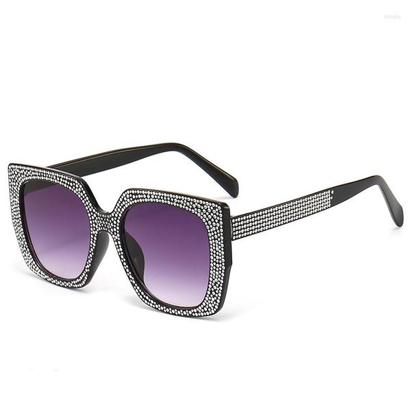 Sonnenbrillen Vintage Strass Quadratischer Rahmen Damen Nachtclub Glänzende Brillen Modedesigner Fahrbrille Damas Gafas De Sol