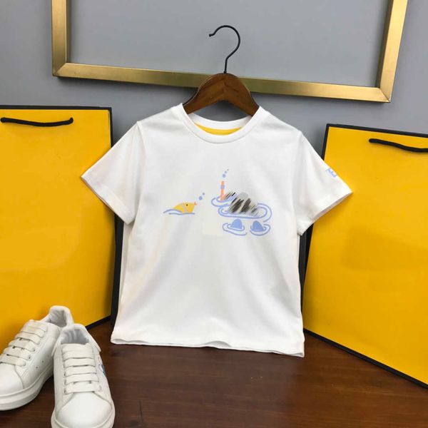 23ss bambino tee bambino designer maglietta bambino maglietta ragazzi ragazze girocollo in puro cotone t-shirt stampa logo piccolo pesce vestiti per bambini di alta qualità