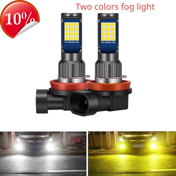 Yeni araba LED ön sis lambası ampul süper parlak H11 9006 881 H3 İki renkli flaş sis lambası kırmızı mavi beyaz penki yeşil sarı 3030 yonga