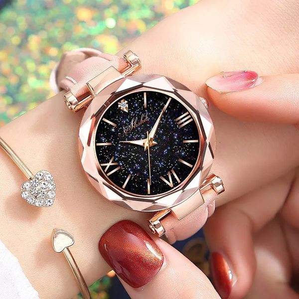 Diğer Saatler Kadınlar Rhinestone Romantik Yıldızlı Gökyüzü Kol saati moda bayanlar Deri Saat Saati Kadınlar Relogio Feminino Montre Femme 231123