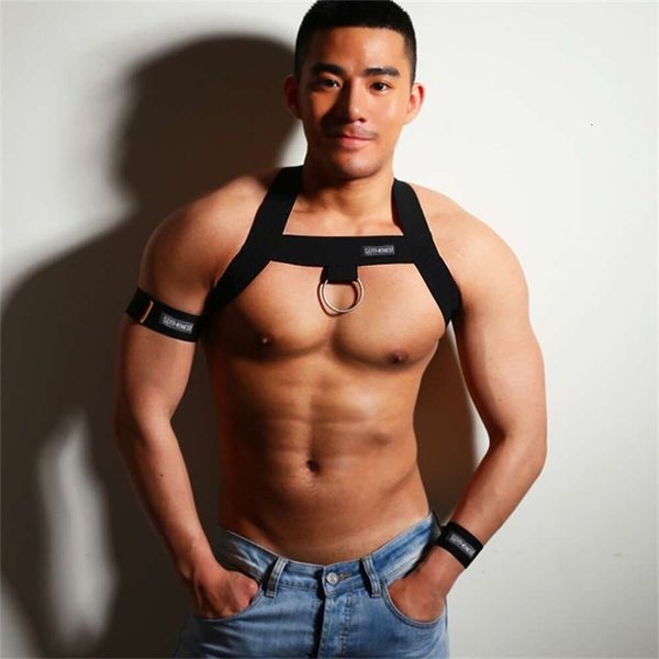 Masculino sexy cinta de peito lingerie fetiche sissy cinto de segurança bdsm bondage corpo sexo roupa interior gay halter biquíni