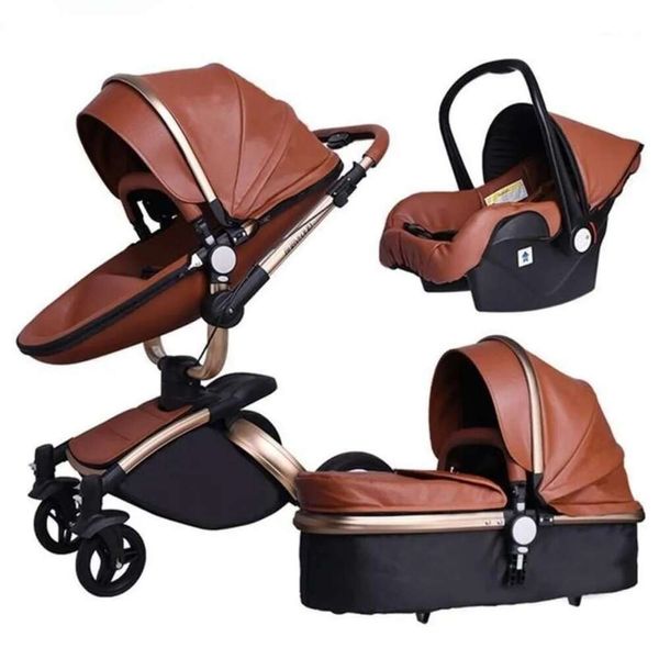 High Landscape Baby Kinderwagen 3 in 1 Neugeborenen Kinderwagen 360 Grad Drehwagen Leder EU Sicherheitsauto Sitzschiff 13305J Marke