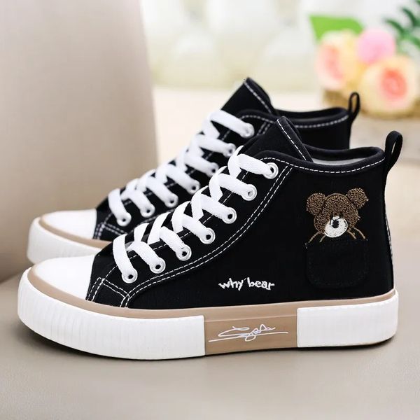 Hausschuhe Bär Hightop Schuhe Canvas Allmatch Sneakers Frühling Lässig und bequem 2023 Nische Damen 231123