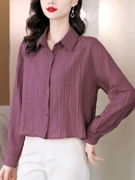 Damenblusen Frauen Langarm Casual Shirts Ankunft 2023 Frühling Koreanischer Stil Einfarbig Allgleiches Büro Dame Elegante Tops B2294