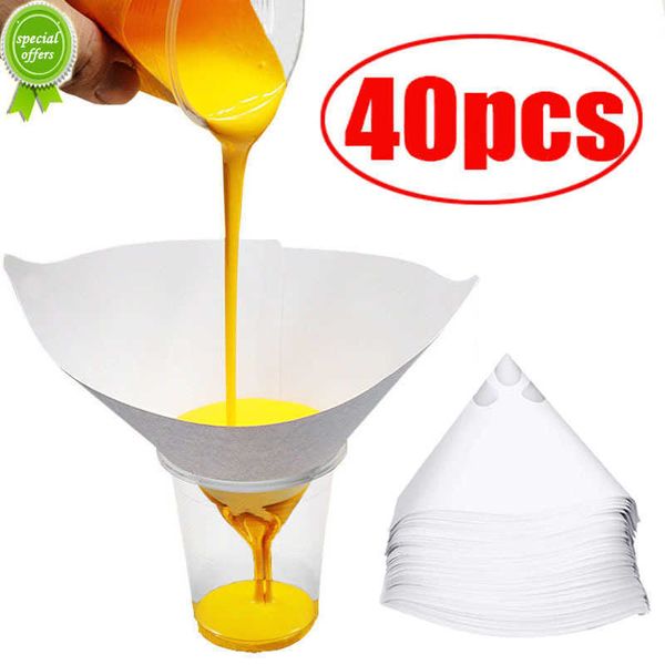 YENİ 40 PCS Boya Filtre Huni Kağıdı Arıtma Süzme Kupası Tek Kullanımlık 100 Messe Boya Dolu Mesh Konik Naylon Mikron Kağıt Hunileri