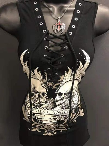 Kadın Tankları Camis Siyah Kafatası Alışveriş Merkezi Goth Crop En İyi Kadınlar Harajuku Tank Karanlık Akademik Emo Gotik Giysiler Sokak Giyim Kore Moda Plus 230424