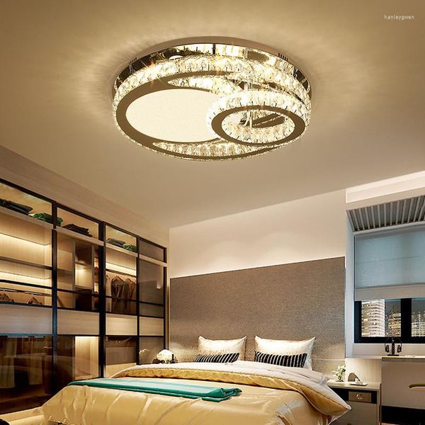 Потолочные светильники Современная спальня хромированная светодиодная лампа роскошные блеск K9 Crystal Dimmable Light Cround Luminarais Внутренние приспособления