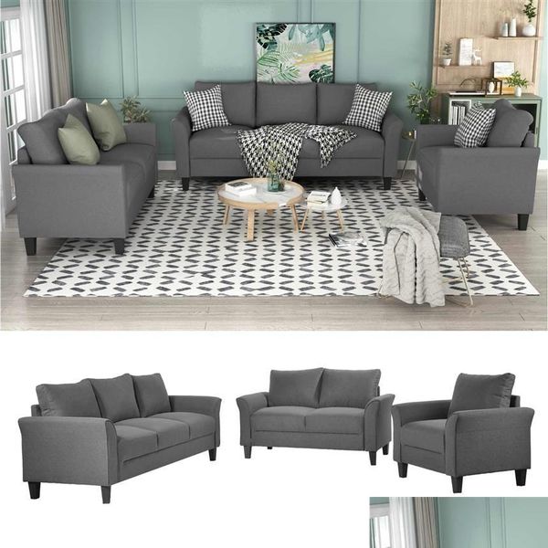 Wohnzimmermöbel, bei uns auf Lager, 3–5 Tage Lieferung, U-Stil, 3-teiliges Sofa-Set aus Polyestermischung, Wy000036Eaa298N, Drop Home Garden Dhlf3