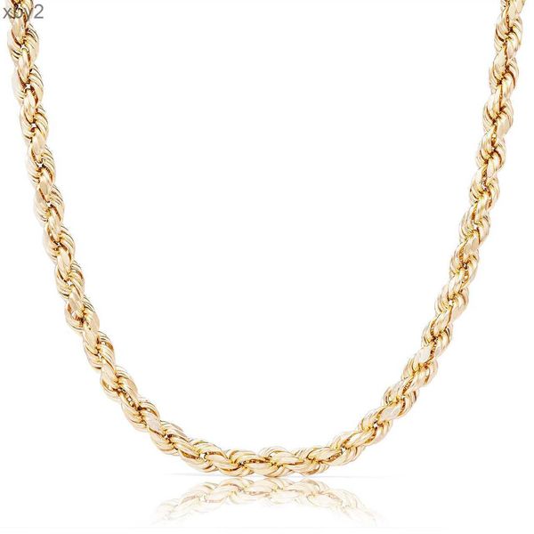 Collane con ciondolo Catene in corda d'oro massiccio 10K 14K 18K 24K per uomo Collana Hip Hop