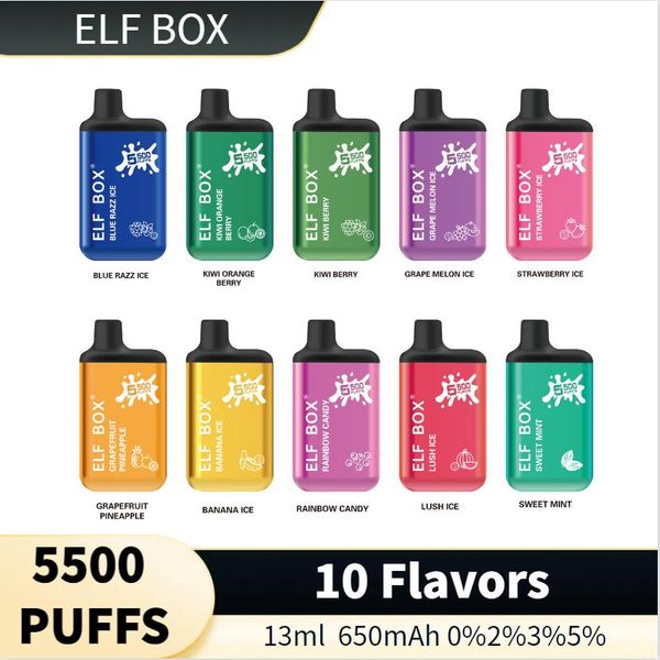 24-Stunden-Versand V Ape Box Original ELF BOX Einweg-E-Zigaretten 10 Geschmacksrichtungen 0,8 Ohm Wiederaufladbar 0 % 2 % 3 % 5 %