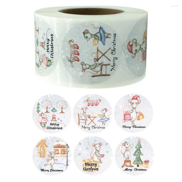 Confezione regalo 500 pezzi di adesivi natalizi Mouse Confezione di carte di Natale Pacchetto Babbo Natale Grazie Etichetta Sigillatura Decorazioni per feste