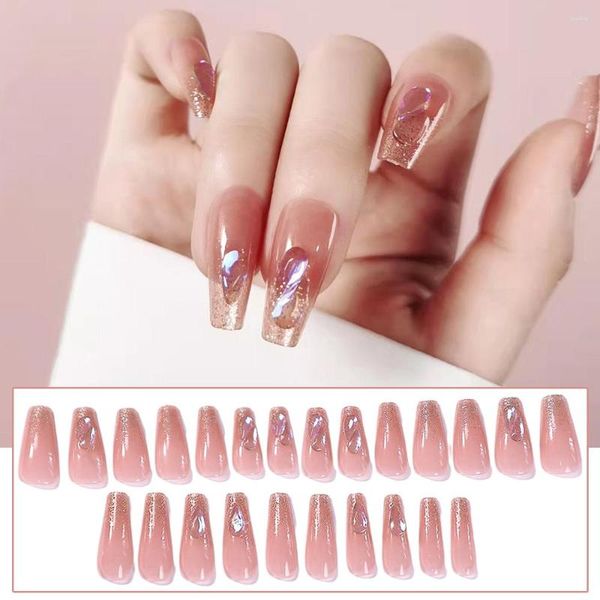 Unghie finte Colorate artificiali a copertura totale Unghie finte per la sposa Matrimonio Donne Ragazze Polish Free Manicure Art Tip