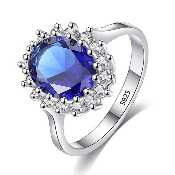 Cluster-Ringe mit Zertifikat, Princess-Schliff, 32 Karat, erstellter blauer Saphir-Ring, Original-Silberfarbe, Charms, Verlobungsschmuck, Ringe für Frauen 230424