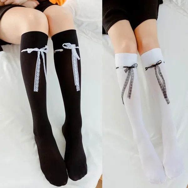 Calzini da donna 1 paio di calze cosplay per studenti scolastici primavera estate pizzo sexy elastico opaco al ginocchio