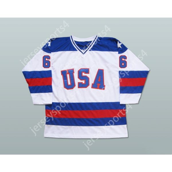 Personalizado 1980 MILAGRE NO ICE TEAM EUA BILL BAKER 6 HÓQUEI JERSEY NOVO Top Costurado S-M-L-XL-XXL-3XL-4XL-5XL-6XL