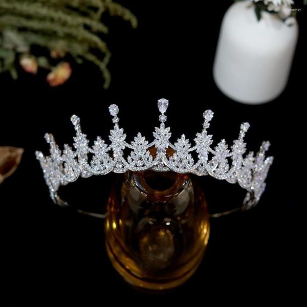 Клипы для волос Asnora CZ Tiara Crowns Свадебные аксессуары Couronne Mariage Head raise Mahkota panjang untuk pengantin wanita a011495