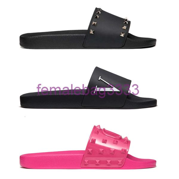 ROCKSTUDS Herren-Hausschuhe für Damen, Mule, Freizeitschuh, flacher Absatz, Slide, Mode, Top-Qualität, Designer-Gummi-Sandale mit Nieten, Sommer-Strand-Sandale, Sliders für Reisen