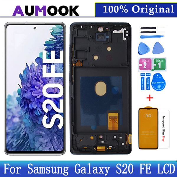 Samsung Galaxy S20FE 4G 5G LCD için Orijinal AMOLED ekran Samsung S20 FE SM-G780F/DSM SM-G781B/DS SM-G781U Yedek Parçaları için Dokunmatik Ekran Montajı