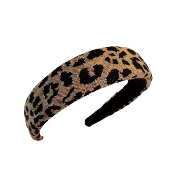 Koreanisches modisches Leopardenmuster, gestrickt, mit breiter Krempe, Schwamm-Stirnband, erhöhter Totenkopf, Netz, rotes Stirnband, Haarschmuck, weiblich, klassisch