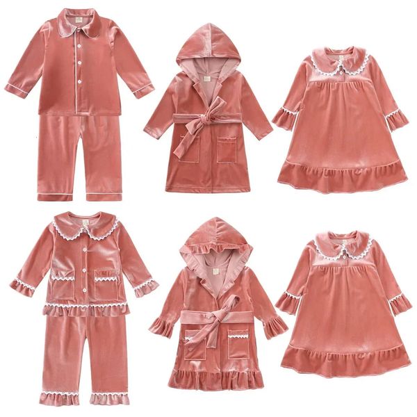 Pyjamas für Kleinkinder, Babys, Jungen und Mädchen, Samt-Weihnachtspyjama-Set für Kinder, Winter-Urlaubskleidung, Anzug, fügen Sie Ihren Text hinzu, Namensnachtwäsche, personalisierbar, 231124