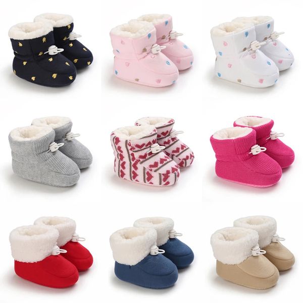 Botas 018 meses inverno nascido bebê algodão botas antiderrapante sola criança meninos meninas primeiros caminhantes infantil quente lã sapatos neve 231124