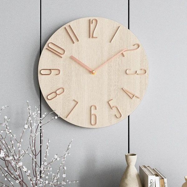 Relógios de parede 10/12in simples ponteiro de plástico montado doméstico relógio de quartzo redondo sala de estar decoração de moda criativa