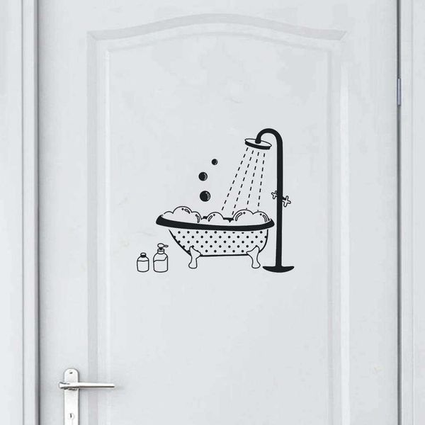 Neue Badezimmer Wandaufkleber Toilette Dekor Wohnzimmer Schrank Home Dekoration Aufkleber Verschönern Selbstklebende Wand WC Zeichen Tür