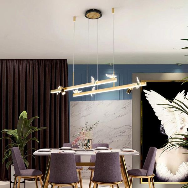 Lampade a sospensione Ristorante Lampadario Semplice Moderno Nordico Minimalista Tavolo da bar lungo Lampada da pranzo di lusso Designer Farfalla Moda